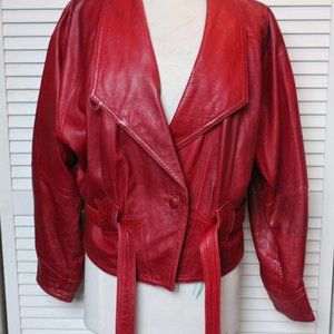 Vintage Red Leather Jacket szM